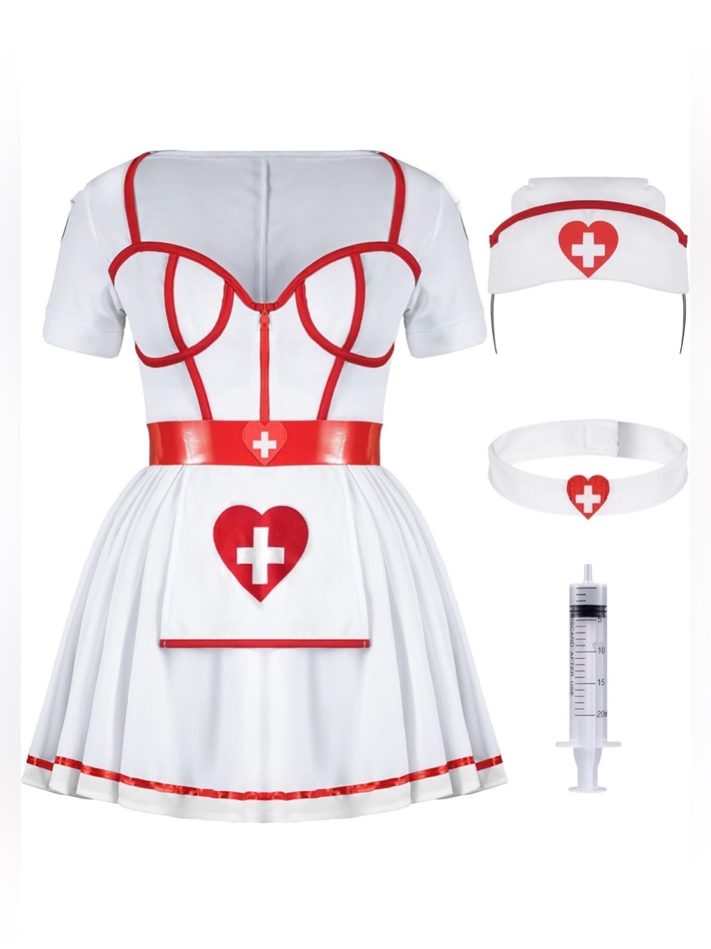 Nurse Costume NWT White & Red Nurse Costume Dress Set by ROC Party Size Medium